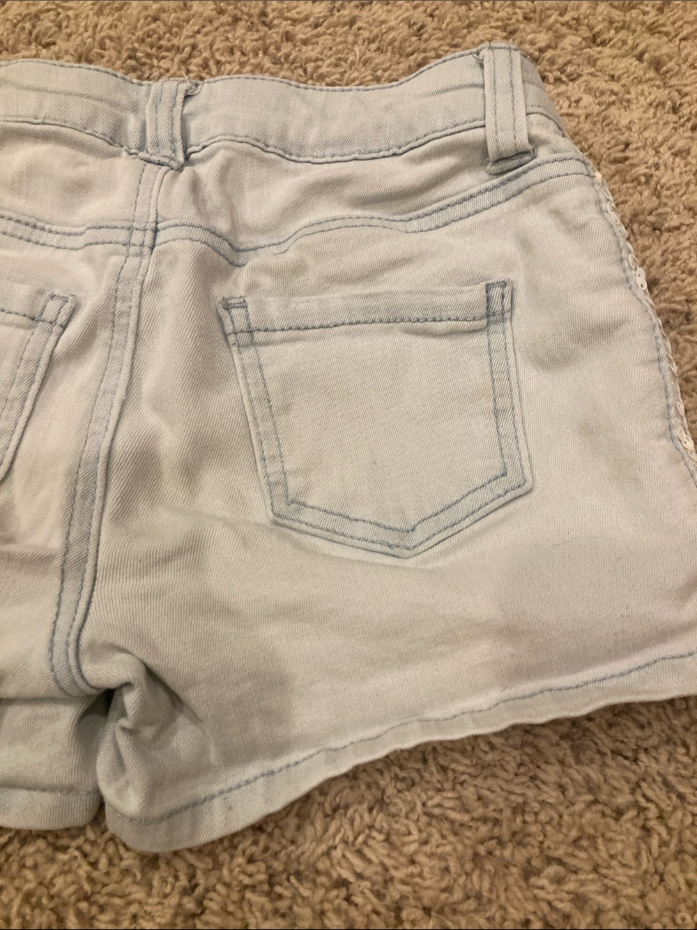 Cat & Jack Light Blue Denim Shorts with Ivory Sequin Side Panels - Picture 6 of 7